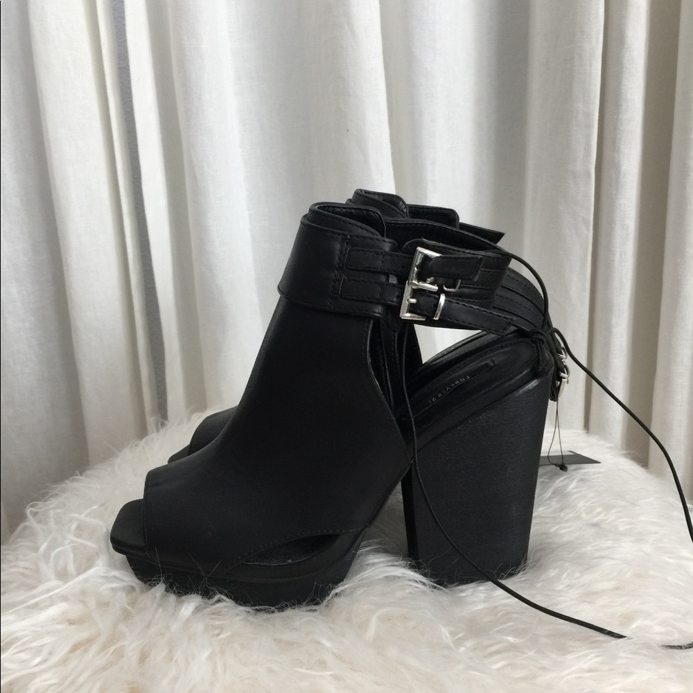 Black chunky buckle heels - never worn!